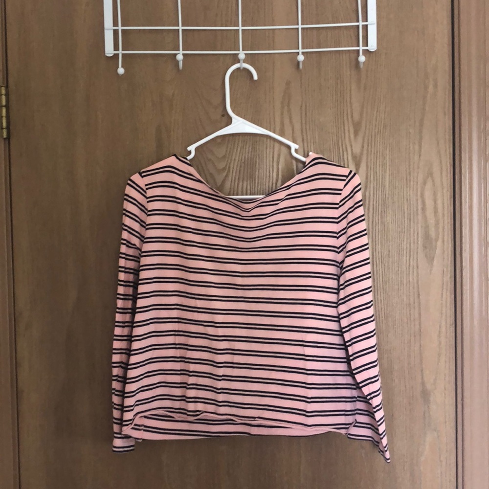 Pink & Black Striped Crop Top☺️